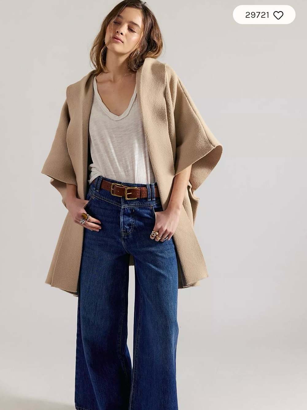 Free People All I Need Cozy Hooded
Duster Kimono Cape Sand One size NWT